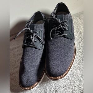 MEN'S SHOES SIZE 8.5 M NAVY KNIT / LEATHER LACE UP JOHNSTON & MURPHY